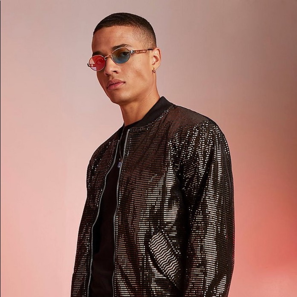 Velour Sequin Bomber Jacket